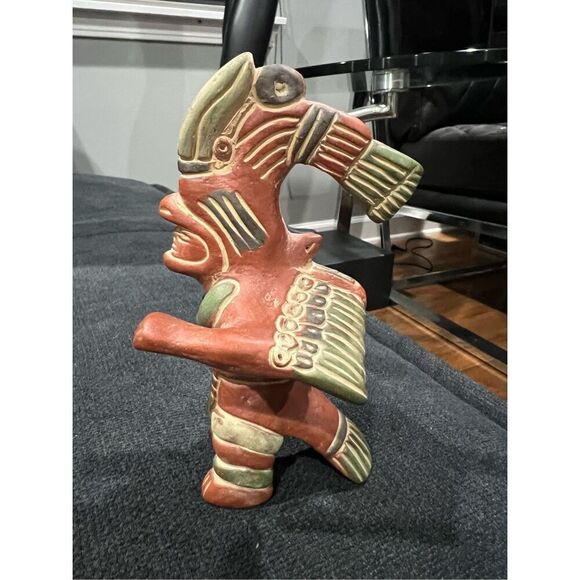 Vtg Aztec Inca Mayan Mexico Folk Art Pottery Red Clay Figure - Picture 3 of 7